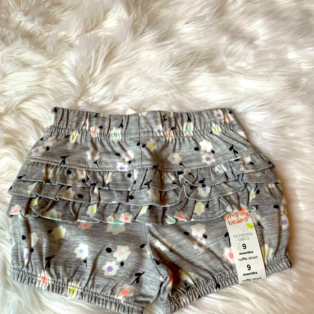 Jumping Beans Baby Girls Floral Print Ruffle Shorts Size 9 Months NWT
